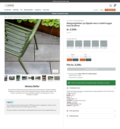 Skifer Butikken Shopify project screenshot